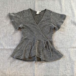 Caution To The Wind Striped Peplum Top